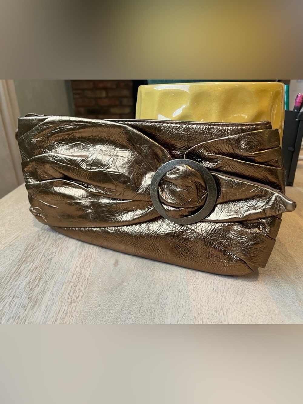FOSSIL Bronze leather clutch purse. Women’s leather clutch metallic Never Used